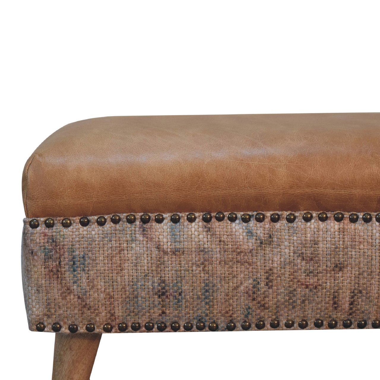 Buffalo Leather & Durrie Stool