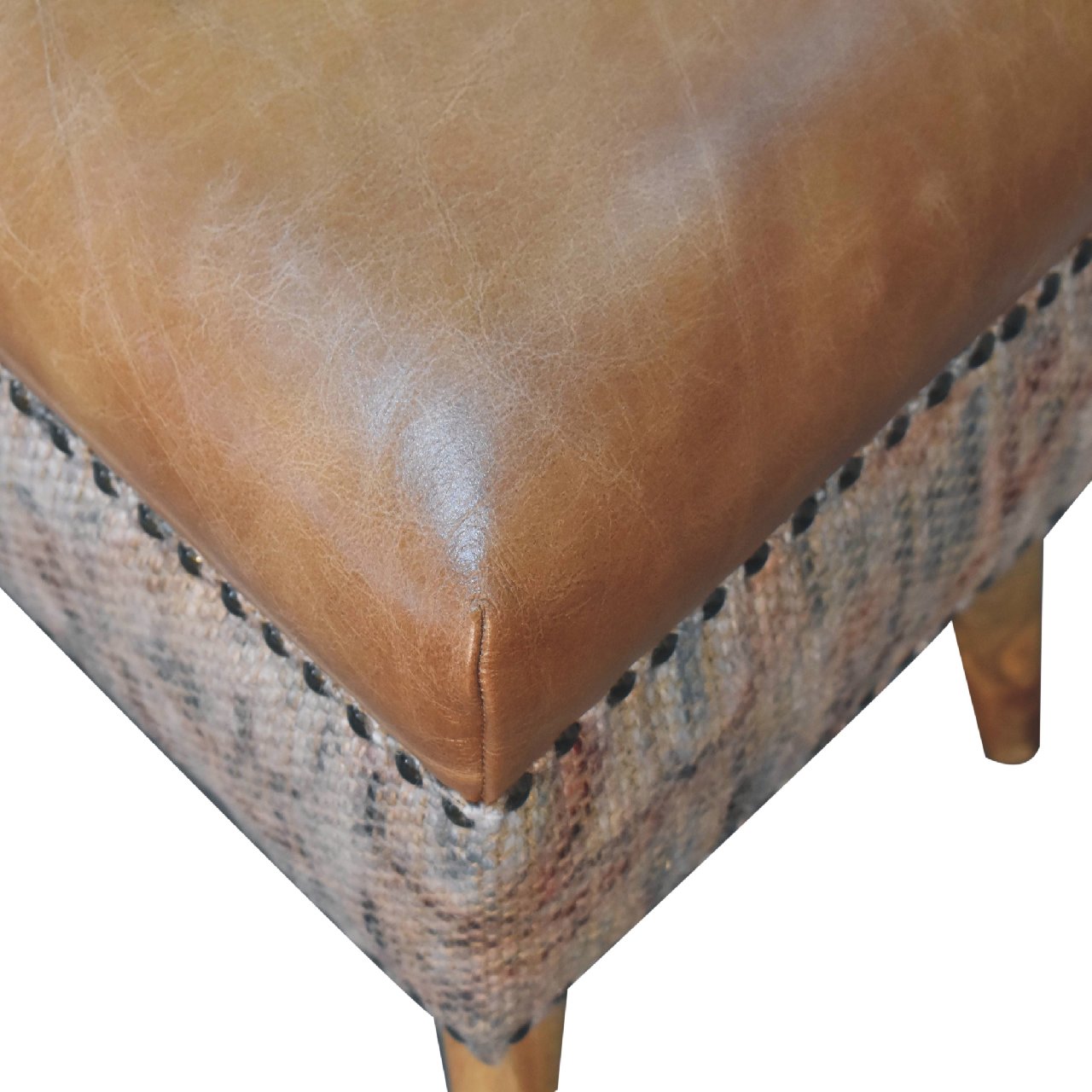 Buffalo Leather & Durrie Stool