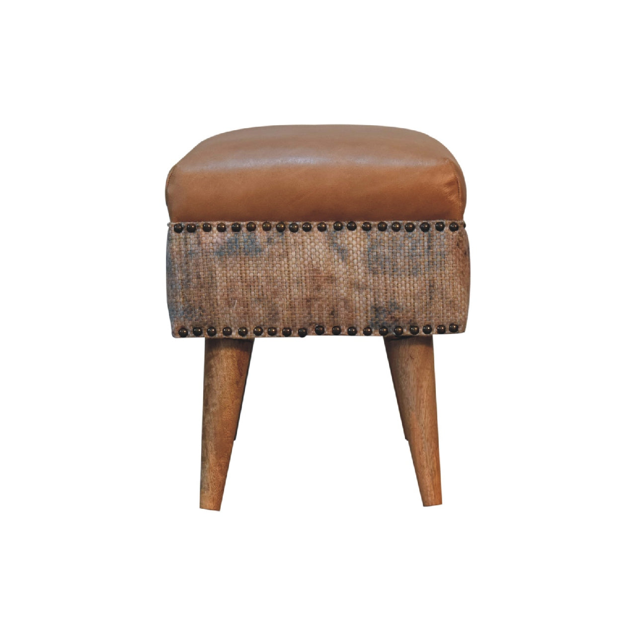 Buffalo Leather & Durrie Stool