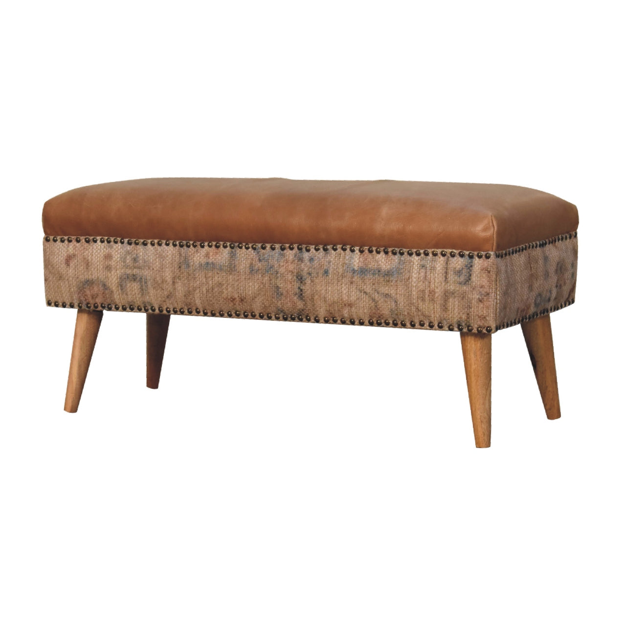 Buffalo Leather & Durrie Bench