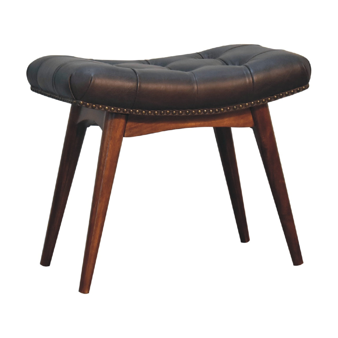 Leather Curved Bench, Black