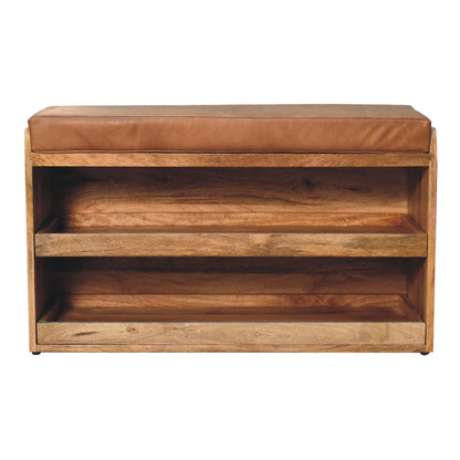 Buffalo Hide Shoe Storage Bench