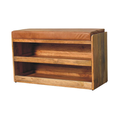 Buffalo Hide Shoe Storage Bench