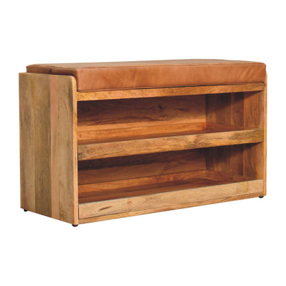 Buffalo Hide Shoe Storage Bench