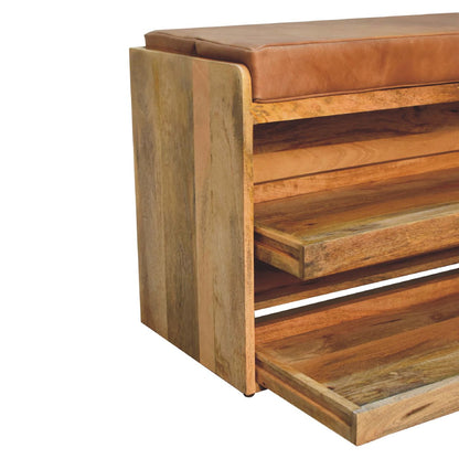 Buffalo Hide Shoe Storage Bench