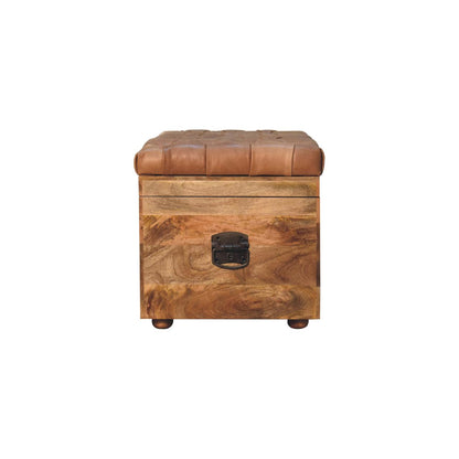 Storage box made from mango wood and leather