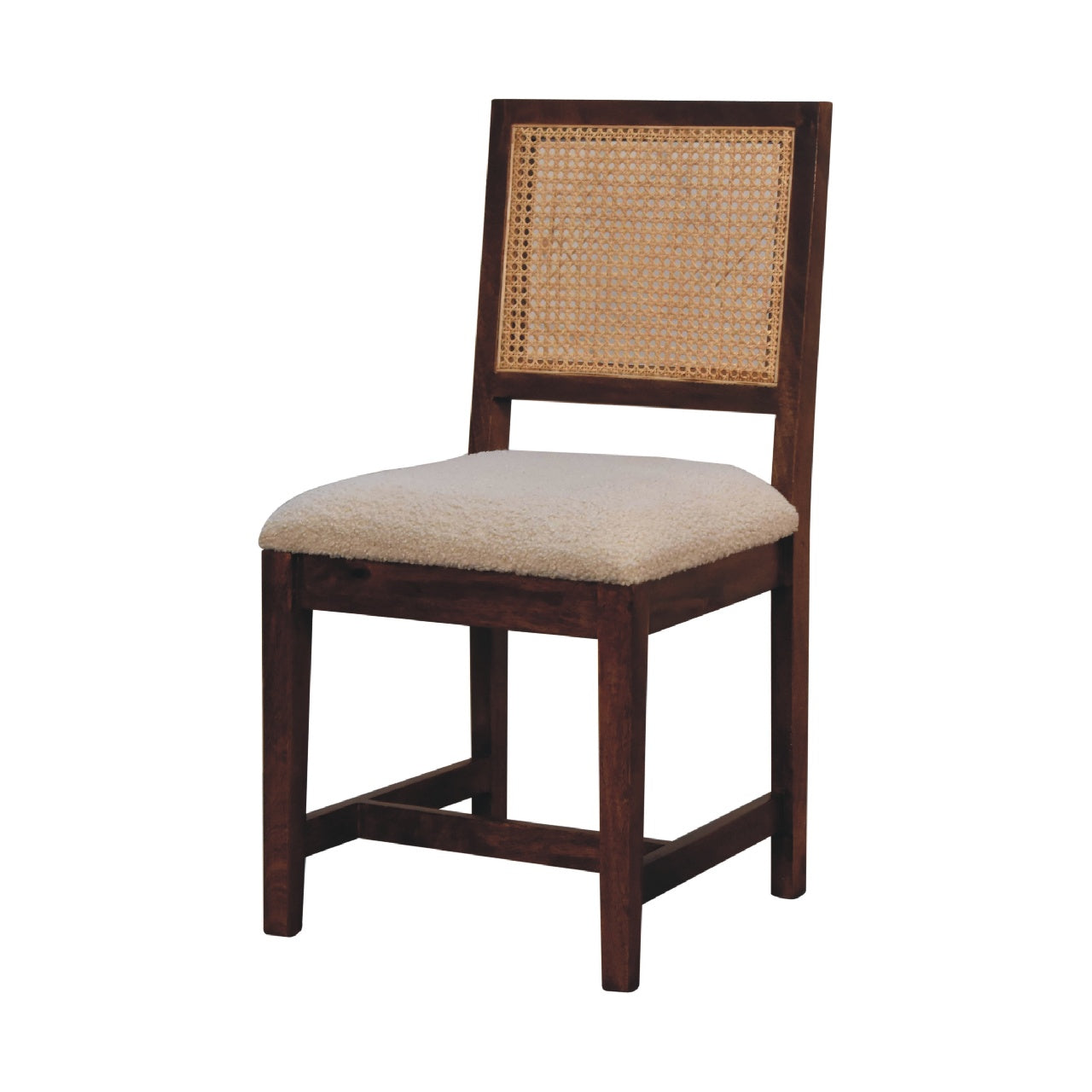 Rattan dining chair boucle and mango wood