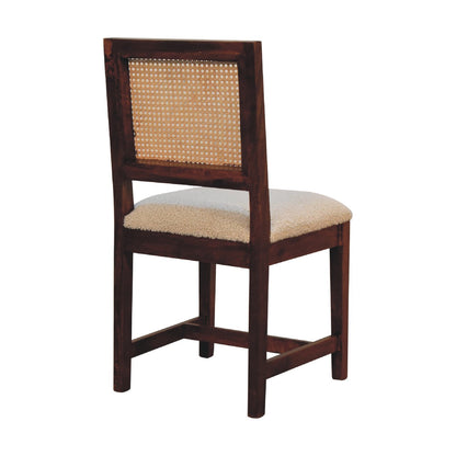 Rattan dining chair boucle and mango wood