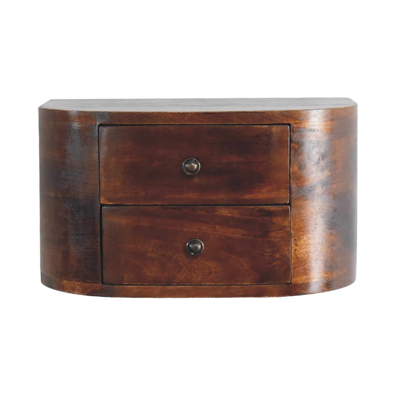 Wall mounted bedside table chestnut finish mango wood