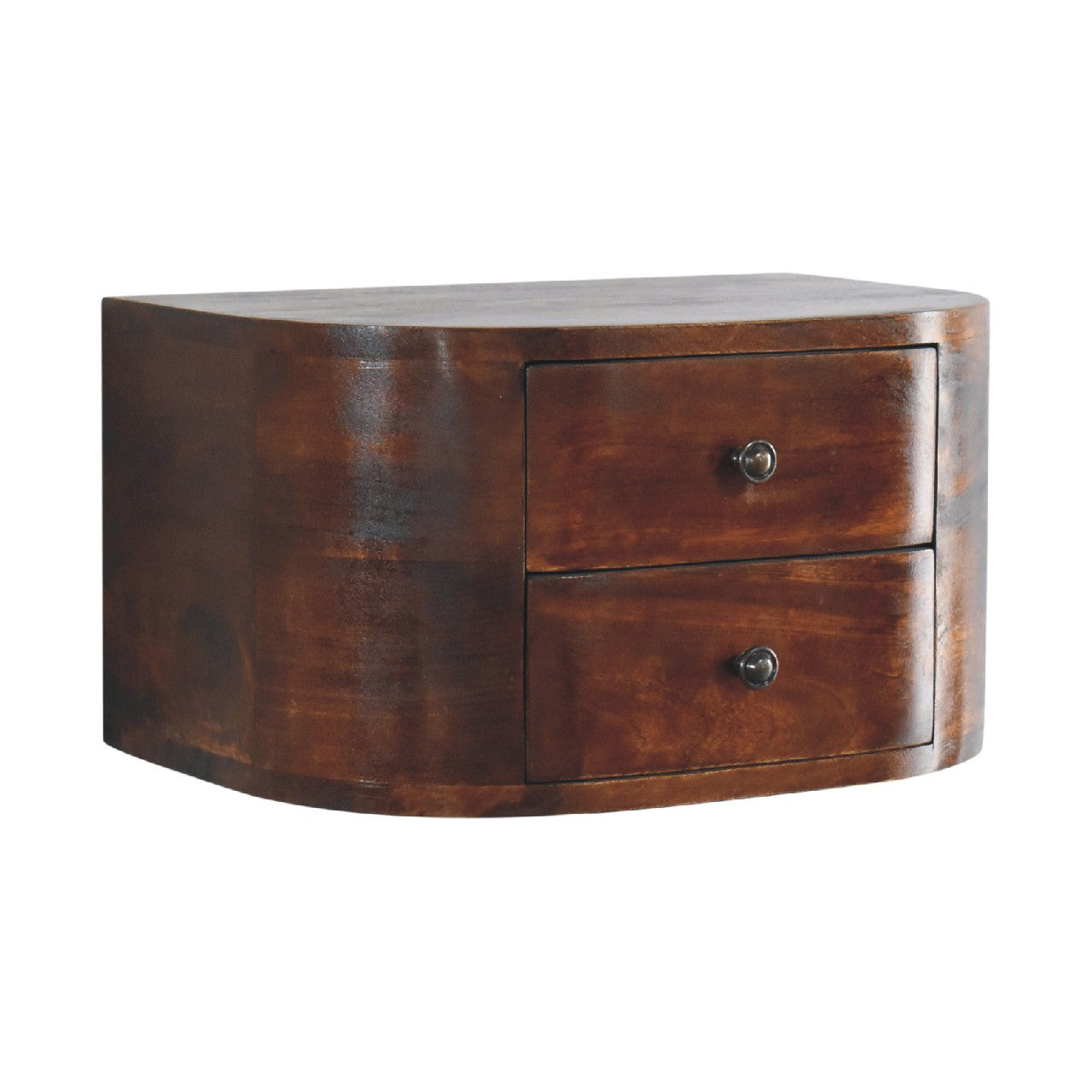 Wall mounted bedside table chestnut finish mango wood