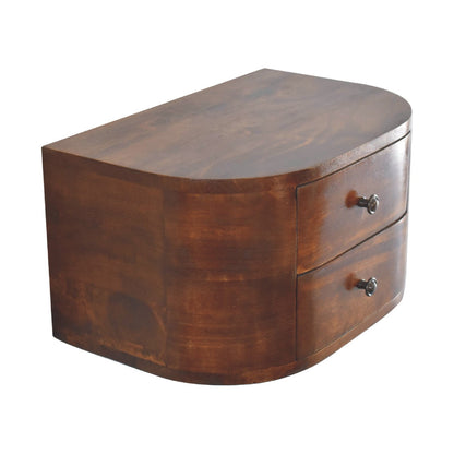 Wall mounted bedside table chestnut finish mango wood