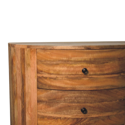 Wooden Round 3 Drawer Chest, Oak Finish