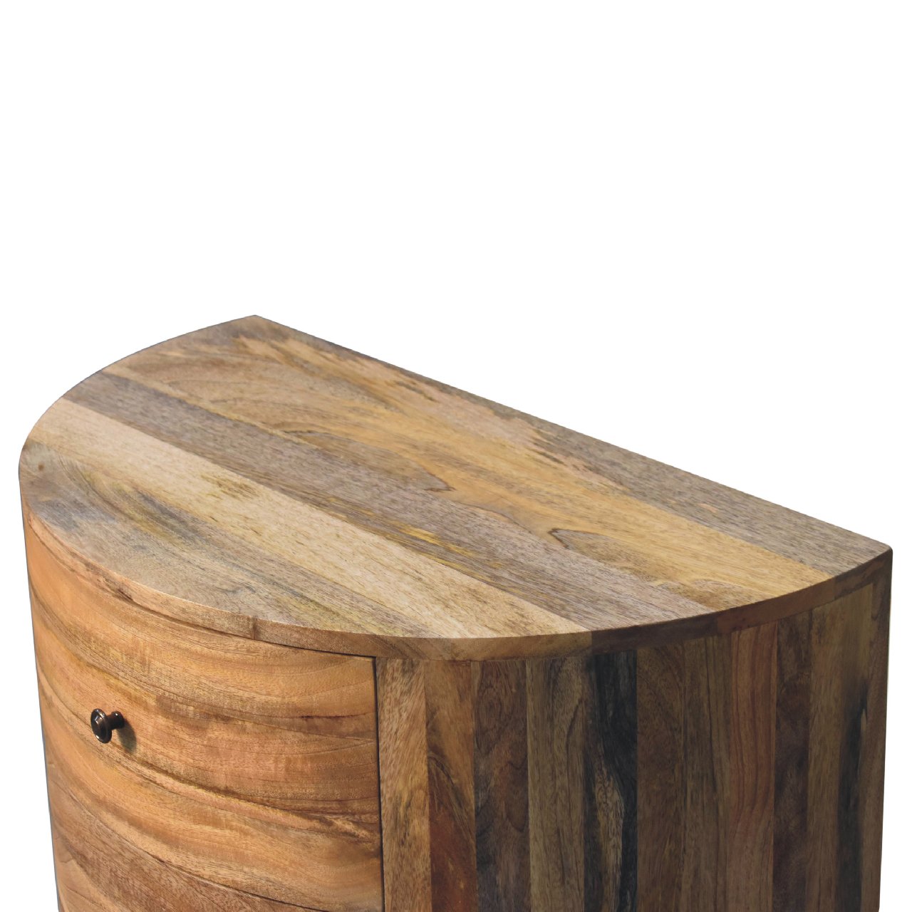 Wooden Round 3 Drawer Chest, Oak Finish