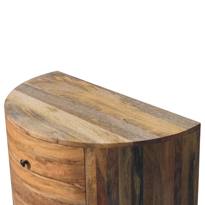 Wooden Round 3 Drawer Chest, Oak Finish