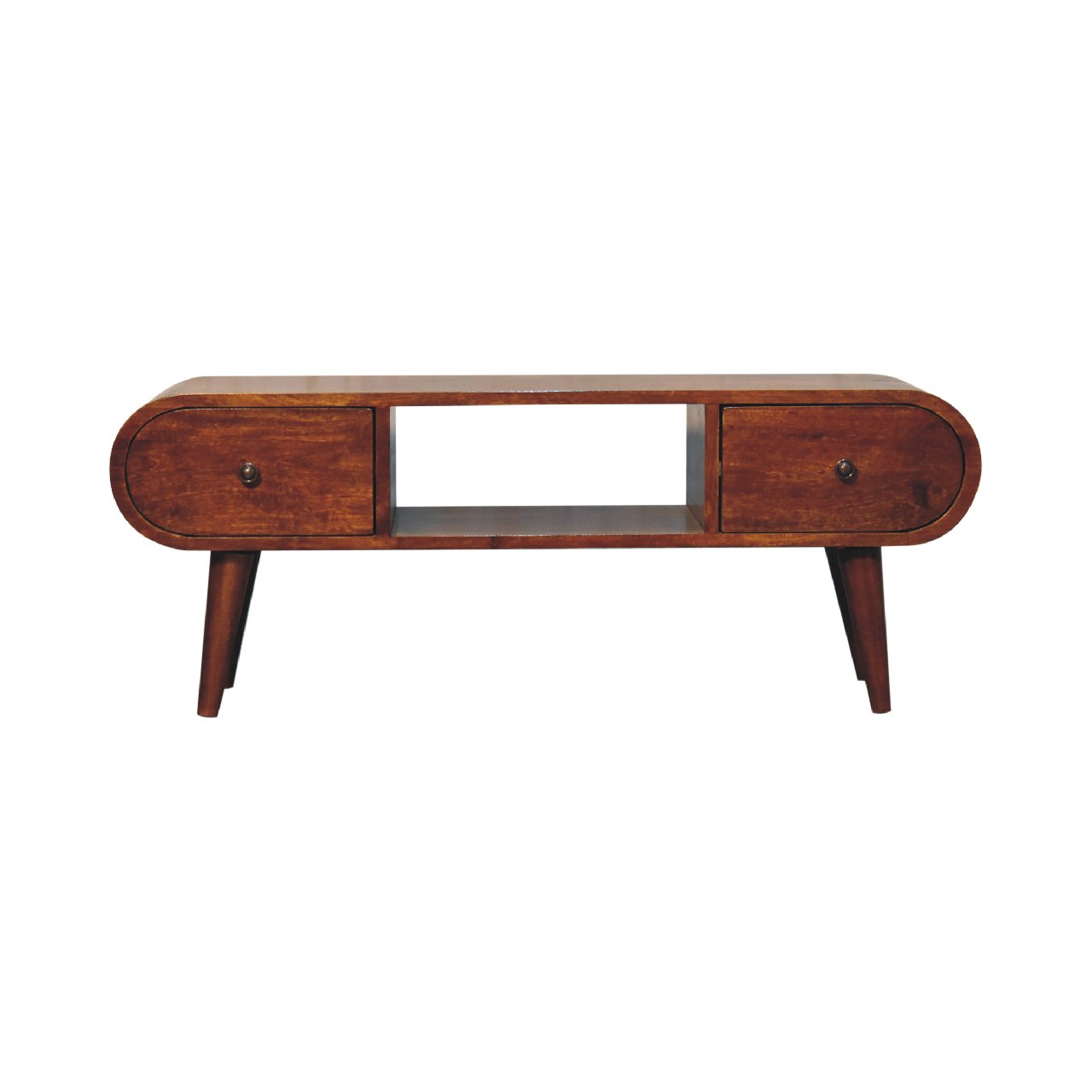 Circular 2 Drawer TV Stand, Chestnut