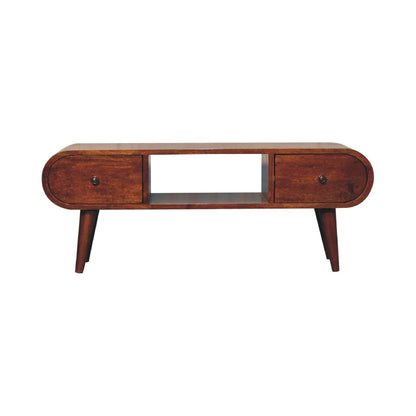 Circular 2 Drawer TV Stand, Chestnut