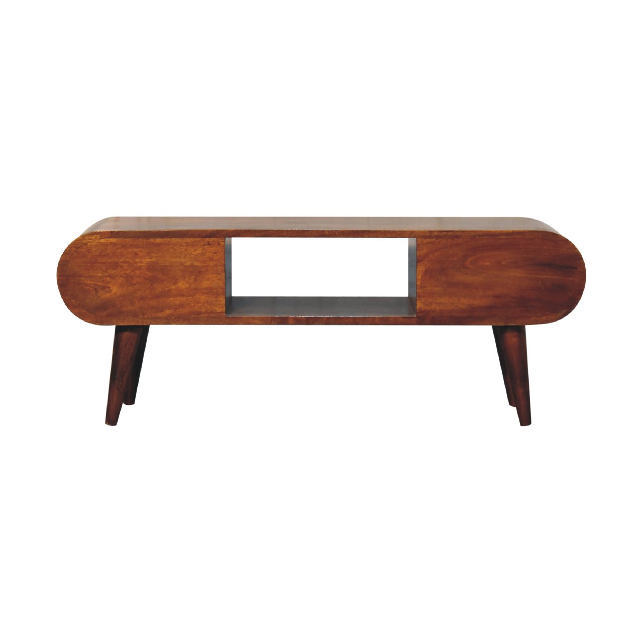 Circular 2 Drawer TV Stand, Chestnut