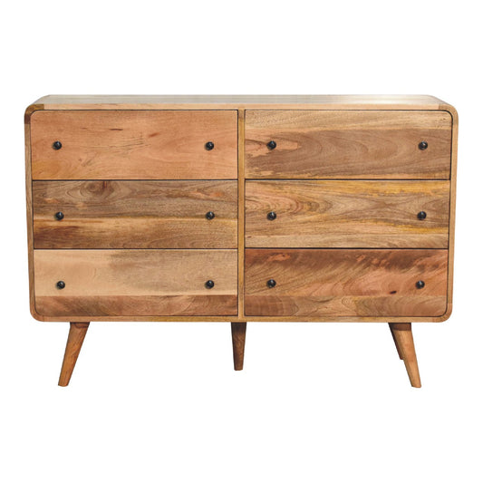 6 Drawer chest made from solid mango wood in oak finish