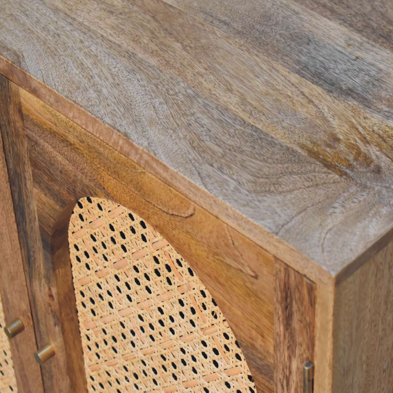 Rattan Sideboard ball legs mango wood