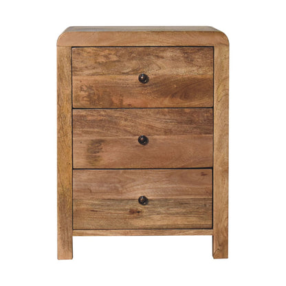 Bedside table from mango wood with 3 drawers