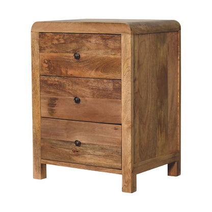 Bedside table from mango wood with 3 drawers