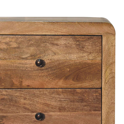 Bedside table from mango wood with 3 drawers