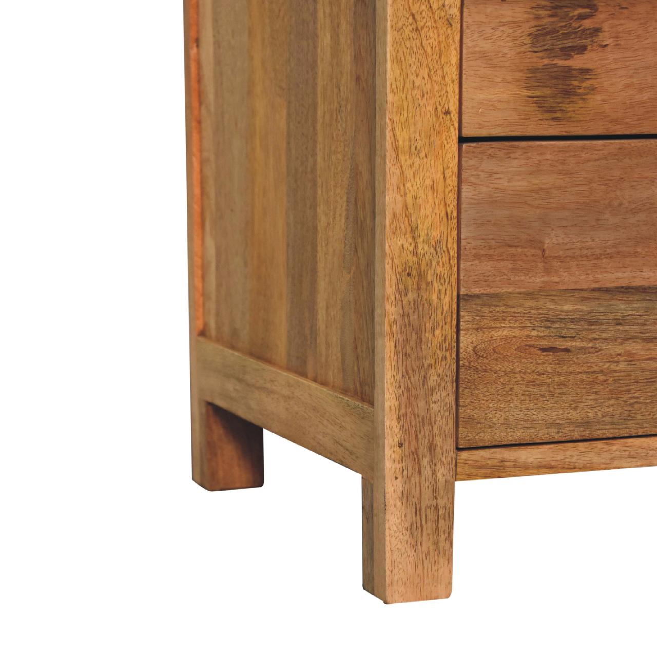 Bedside table from mango wood with 3 drawers