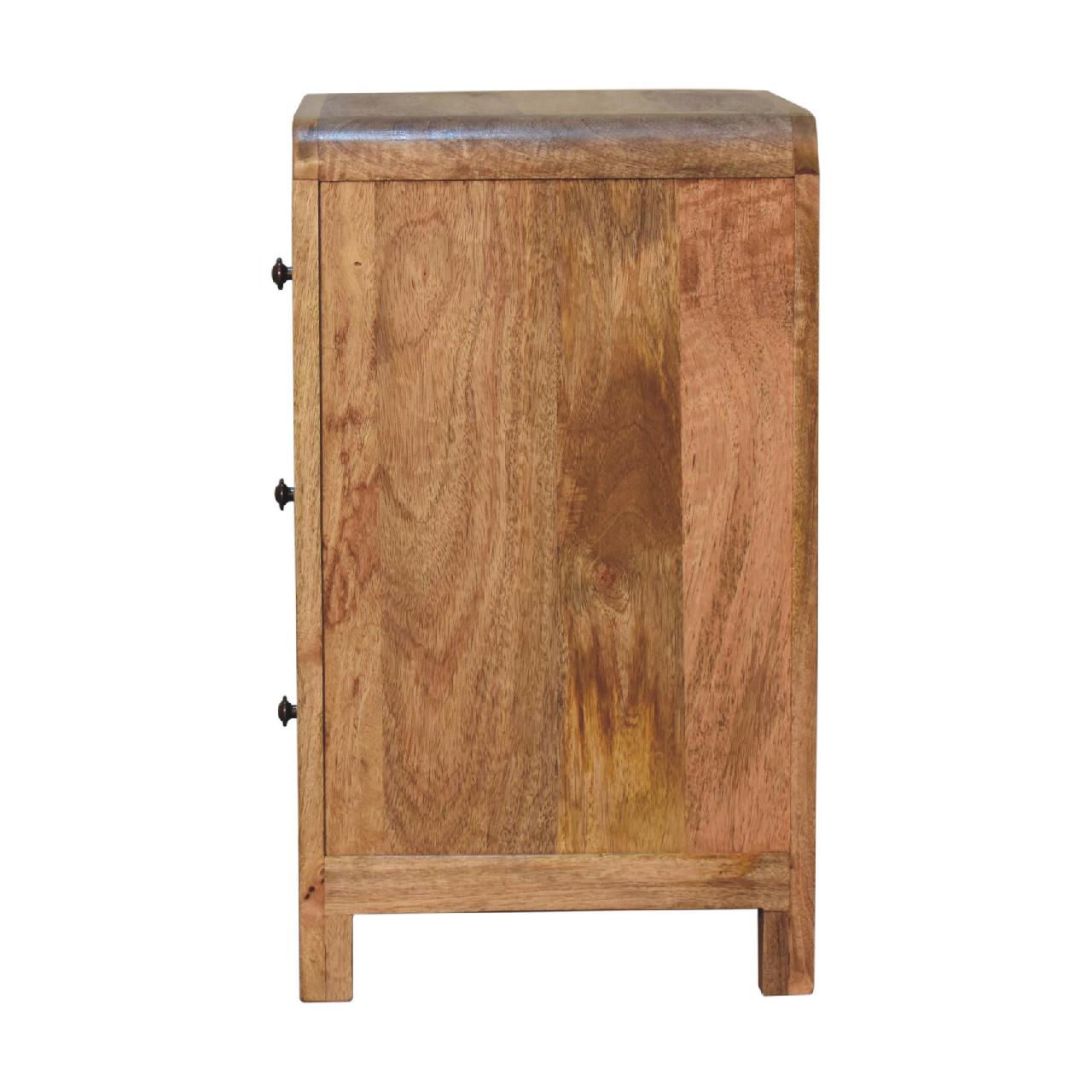 Bedside table from mango wood with 3 drawers