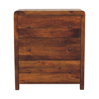 3 Drawer chest mango wood chestnut finish