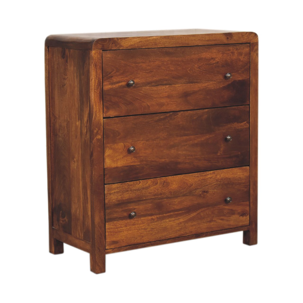 3 Drawer chest mango wood chestnut finish