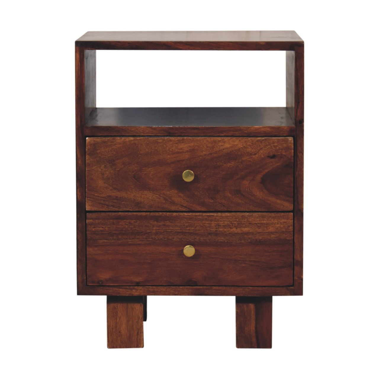 Mango wood bedside table with drawers