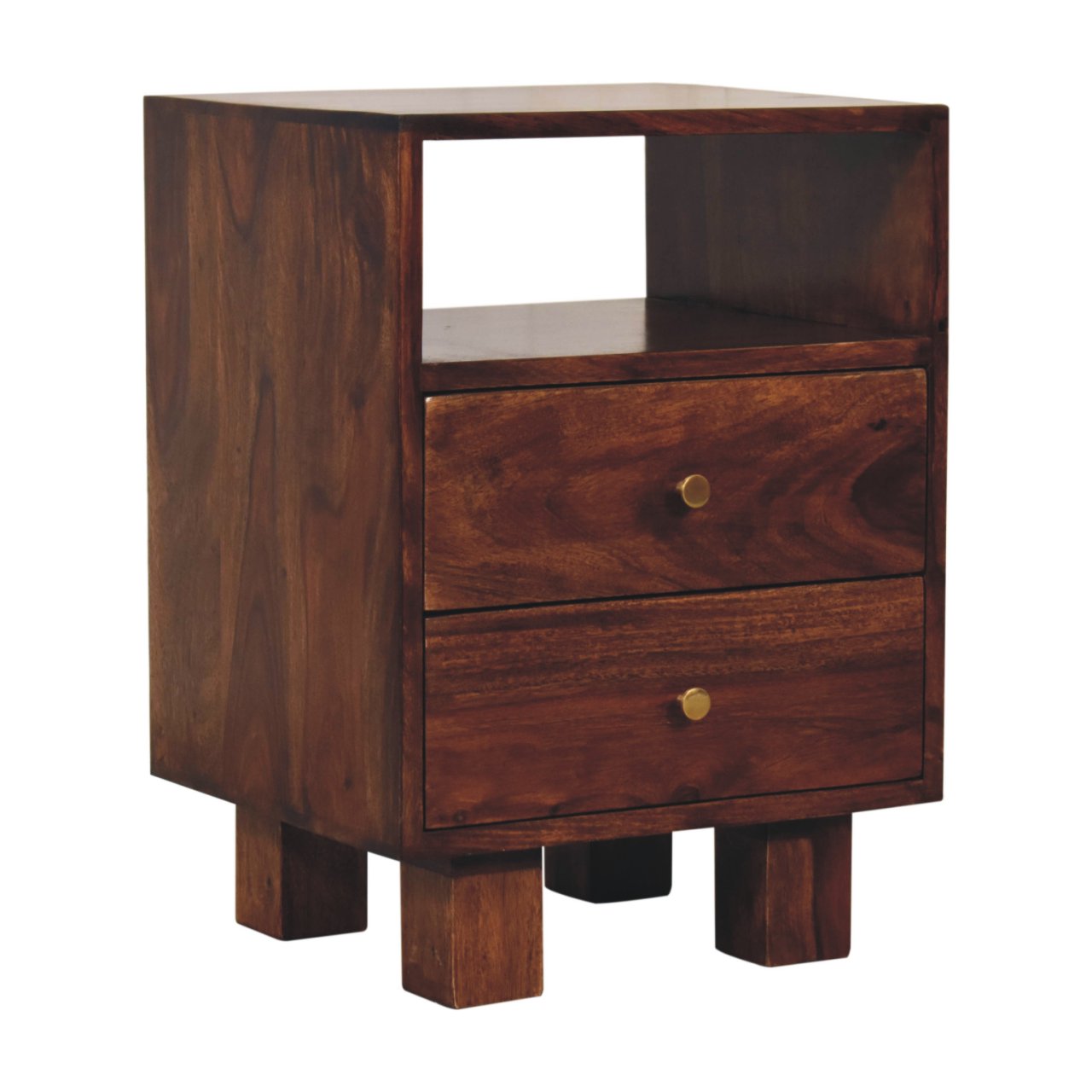 Mango wood bedside table with drawers