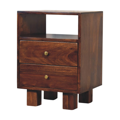 Mango wood bedside table with drawers