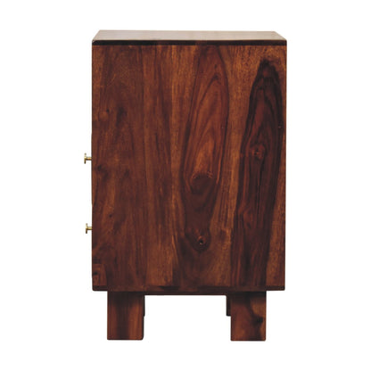 Mango wood bedside table with drawers