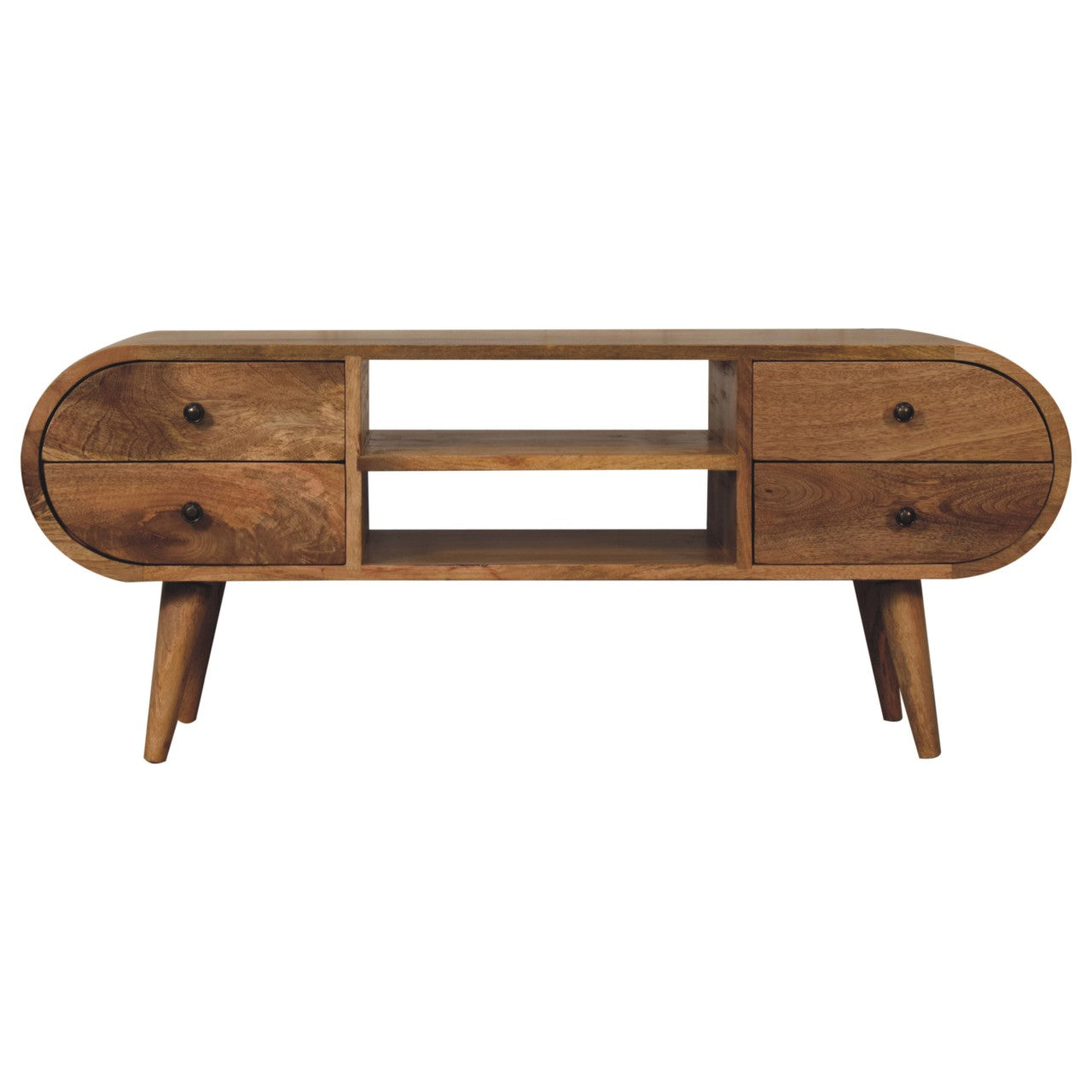 Circular mango wood tv stand