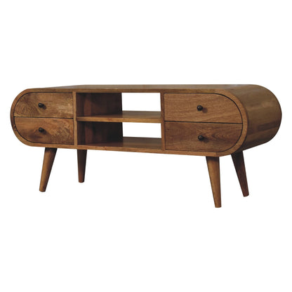 Circular mango wood tv stand