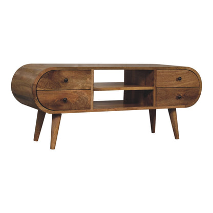 Circular mango wood tv stand