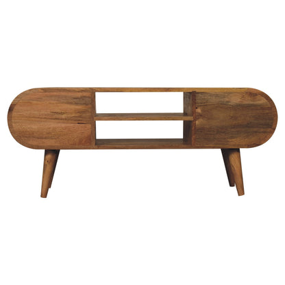 Circular mango wood tv stand