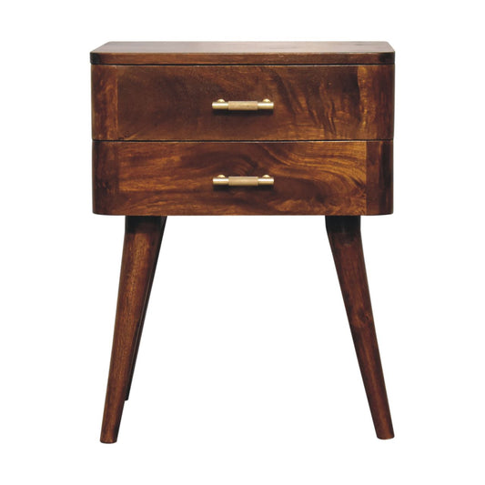 Valen 2 Drawers Wooden Bedside Table, Chestnut