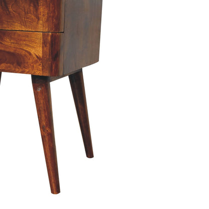 Valen 2 Drawers Wooden Bedside Table, Chestnut