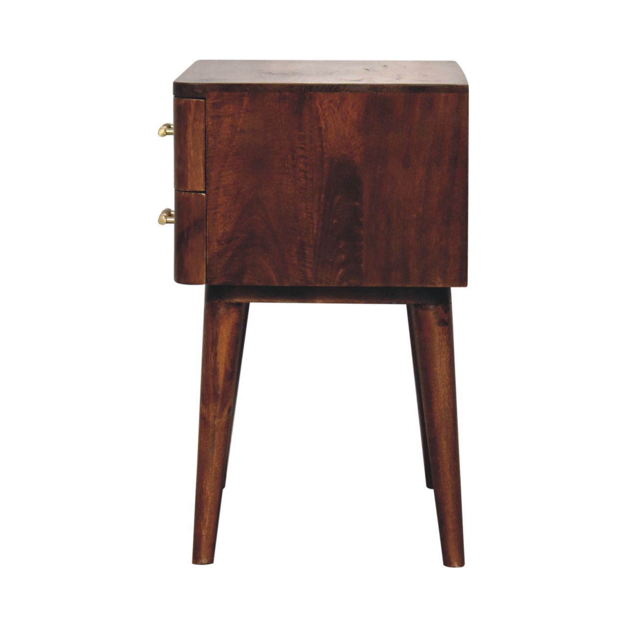 Valen 2 Drawers Wooden Bedside Table, Chestnut