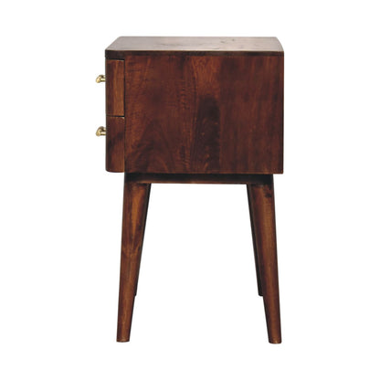 Valen 2 Drawers Wooden Bedside Table, Chestnut