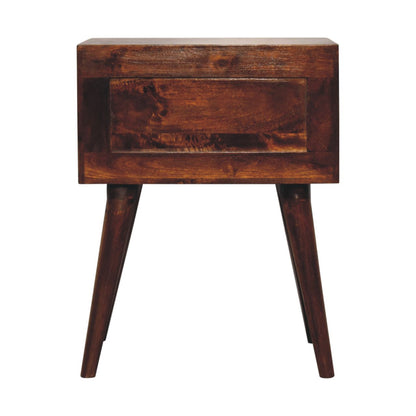 Valen 2 Drawers Wooden Bedside Table, Chestnut