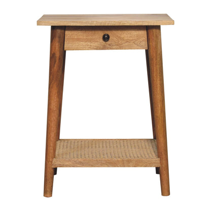 Rattan side table mango wood