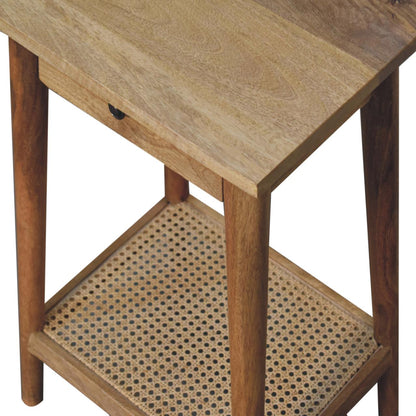 Rattan side table mango wood