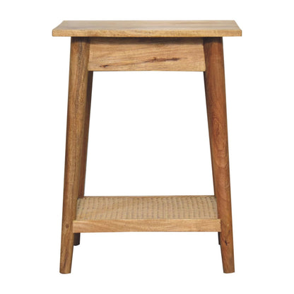 Rattan side table mango wood