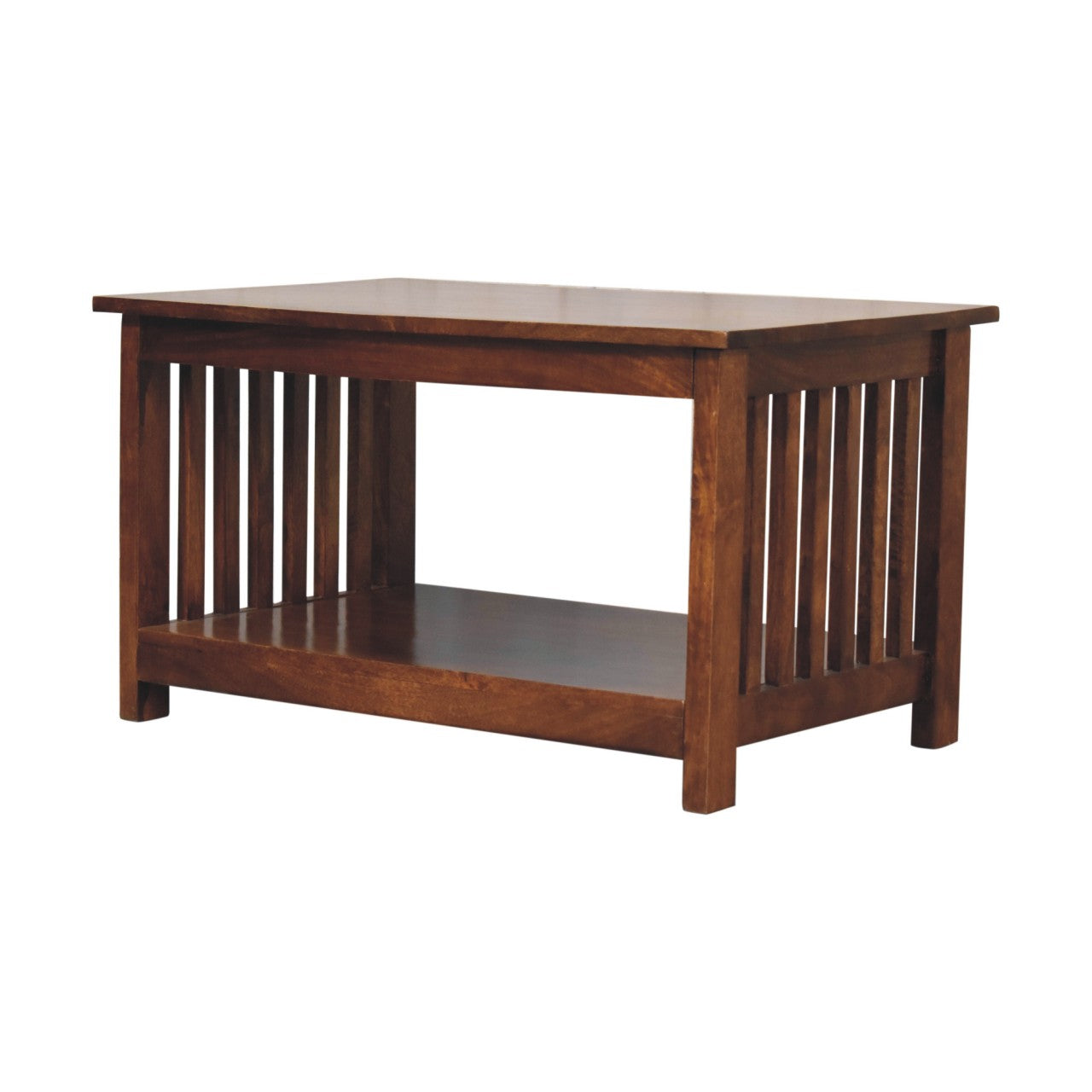 Slatted solid mango wood coffee table