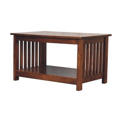 Slatted solid mango wood coffee table