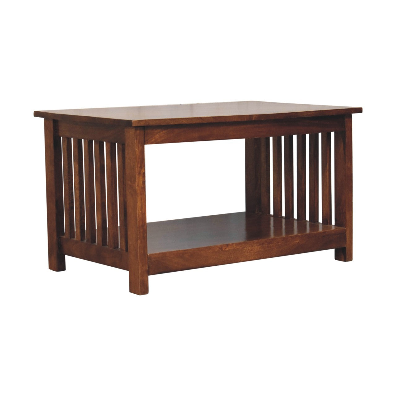 Slatted solid mango wood coffee table