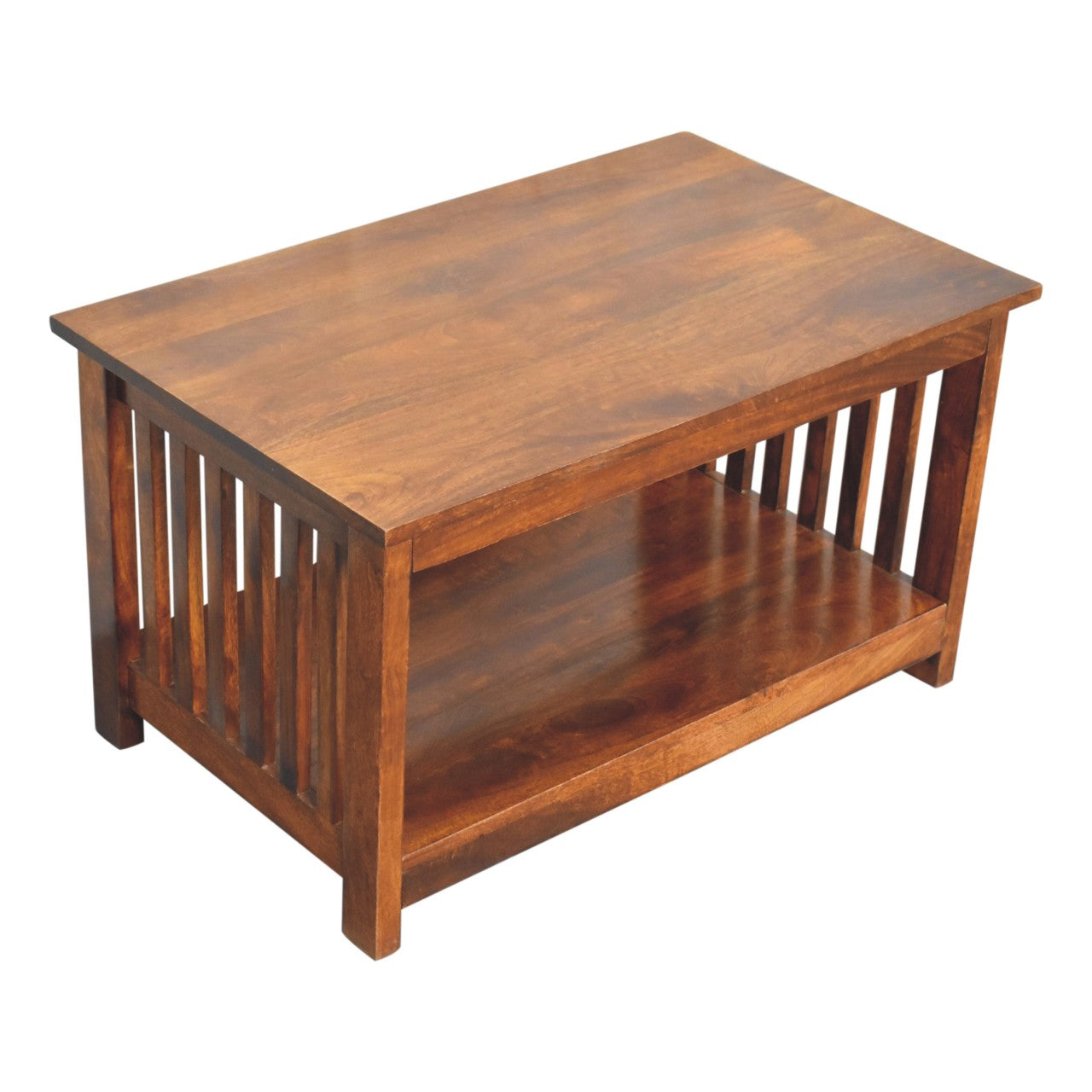 Slatted solid mango wood coffee table